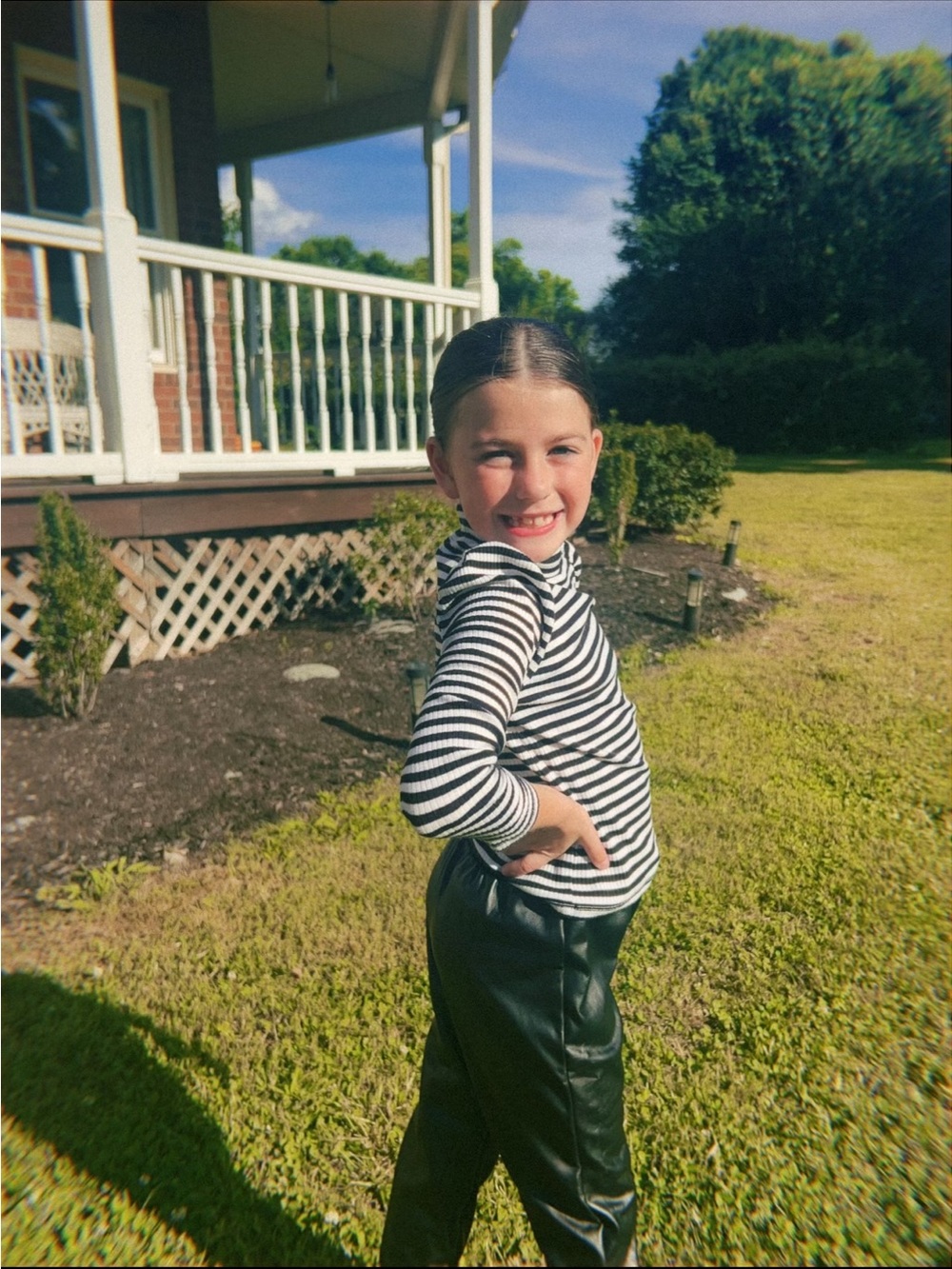 T.J.Maxx Black & White Striped Long-Sleeve Top